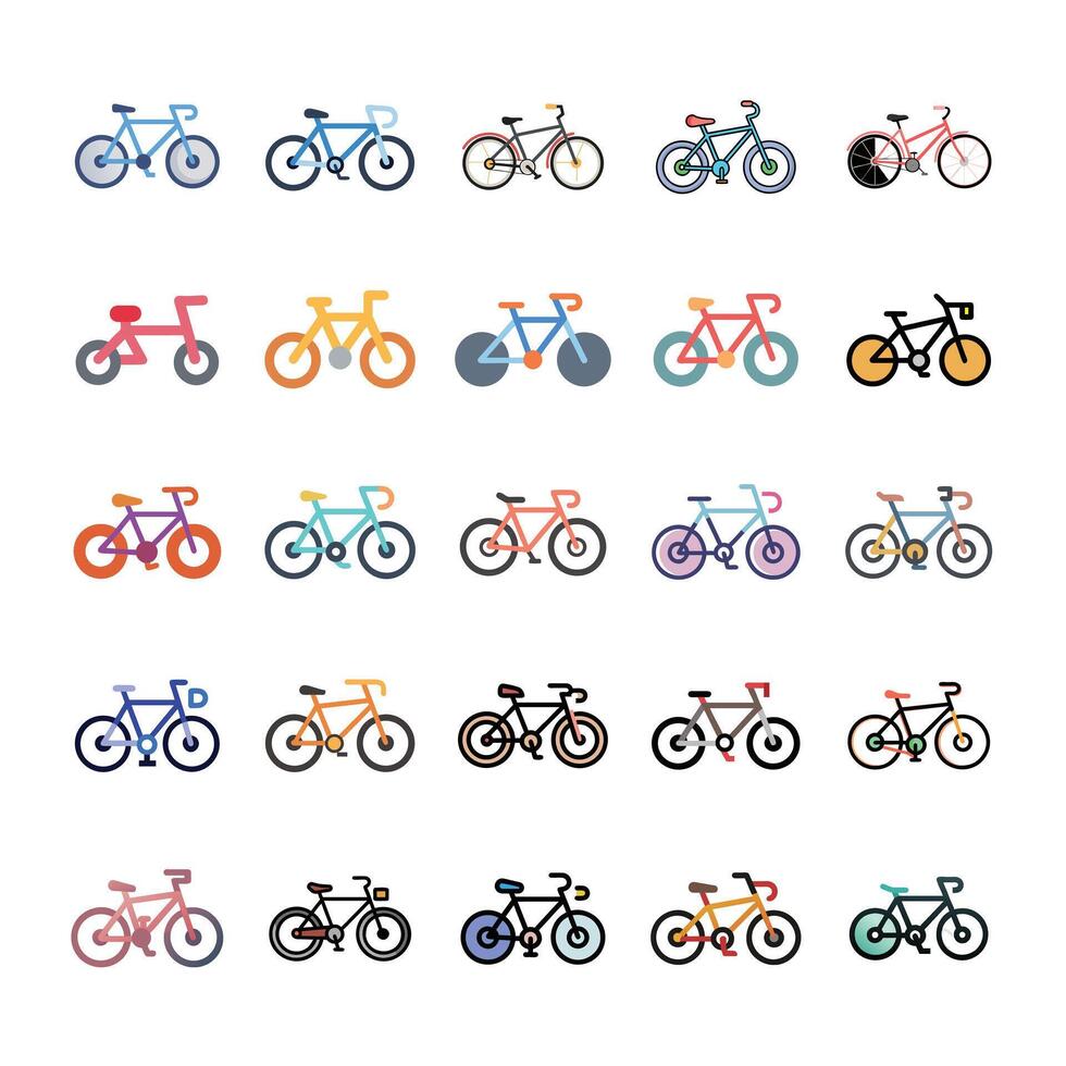 flat bycycle icon set vector