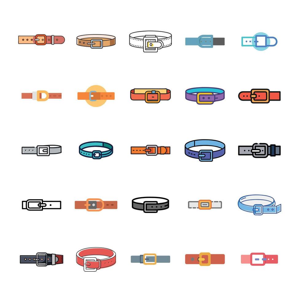 Flat belt icon set vector