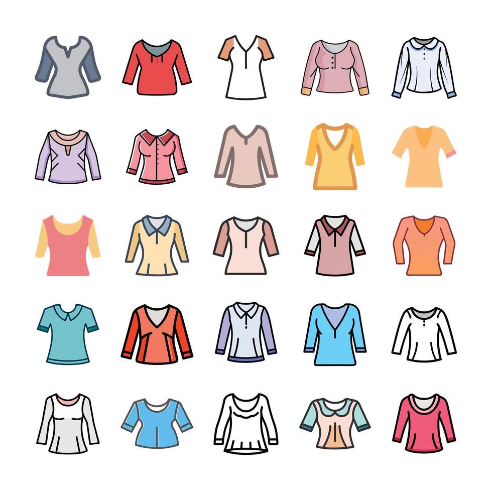 Beautiful blouse icon set vector