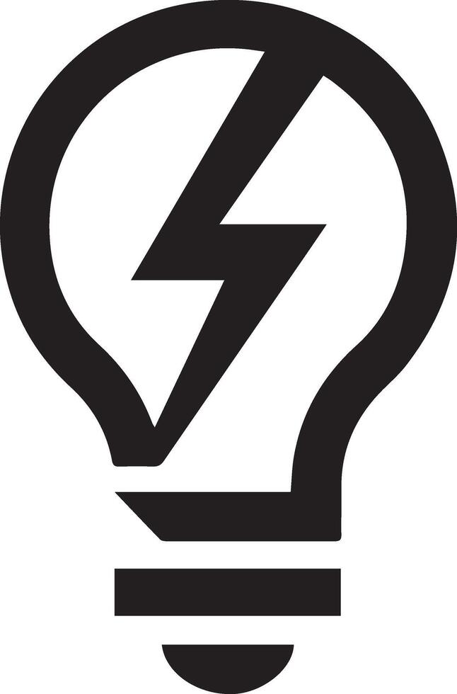 Light Bulb Icon . Black silhouette of a light bulb with a bold lightning bolt inside. vector