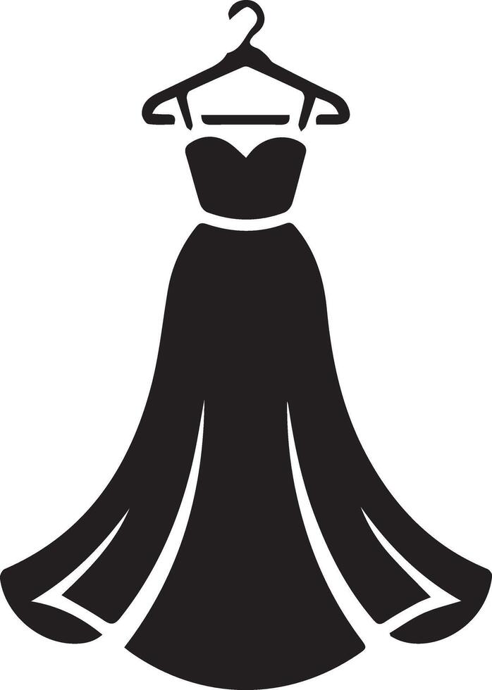 Wedding dress icon over white background illustration silhouette style design vector