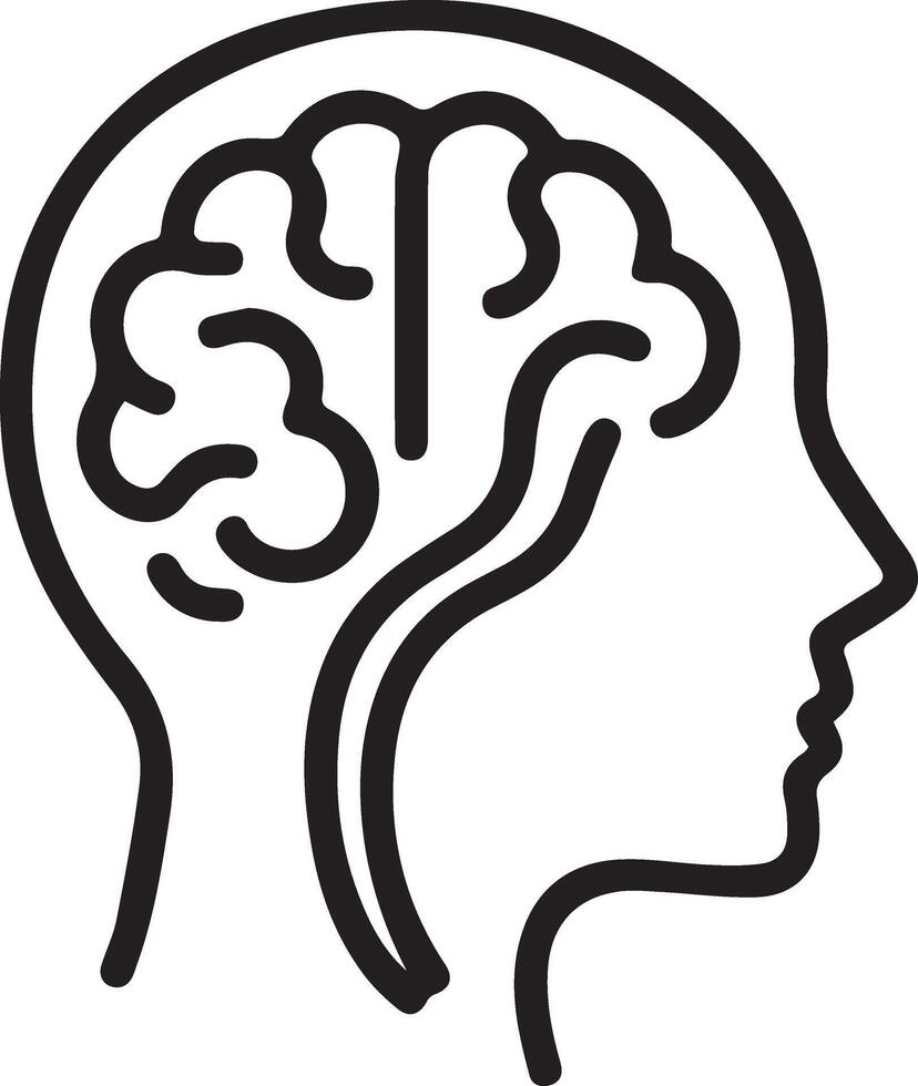 Human Brain Icon . Outline Human Brain Sign. Isolated Contour Symbol Illustration vector