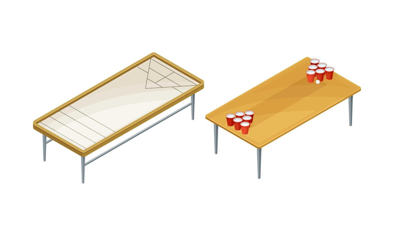 Board games set. Beer pong tables illustration on white background vector