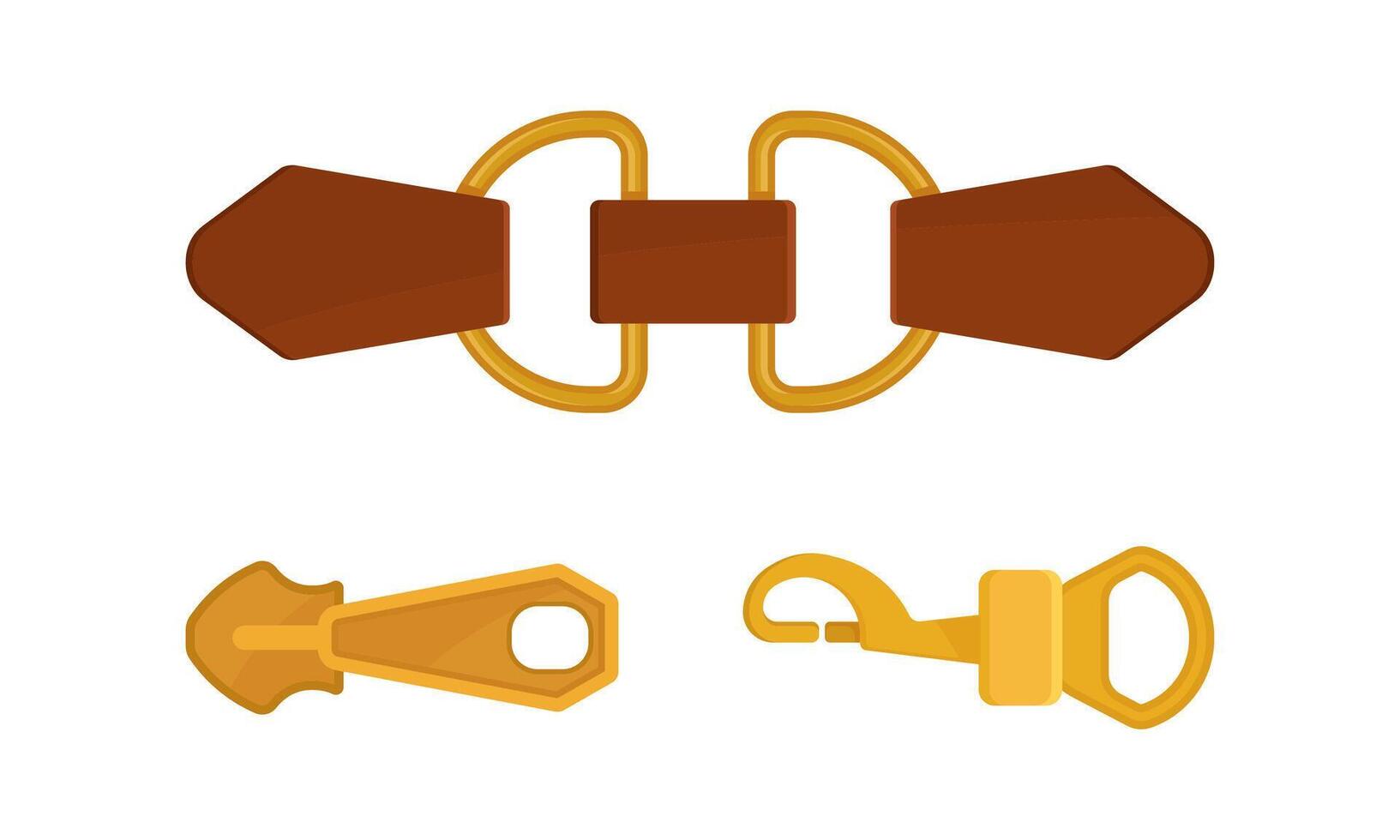 Buckle or Clasp as Adjustable Device for Fastening on Garment or Accessory Set vector