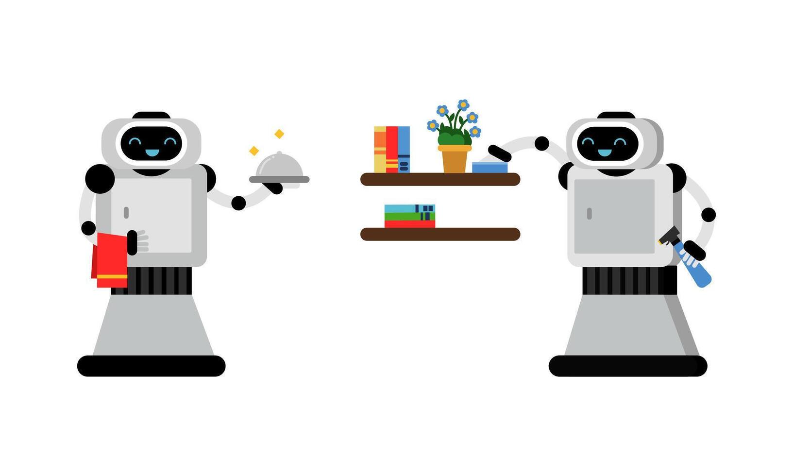 Housekeeping Robot Performing Domestic Chores Set vector