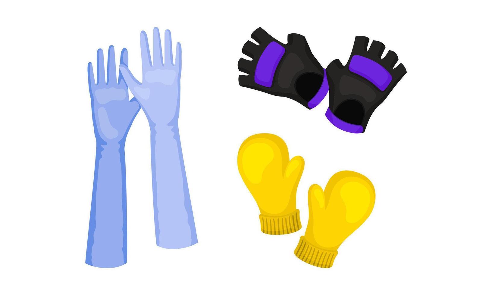Pair of Gloves and Mittens as Garment Covering Hand Set vector
