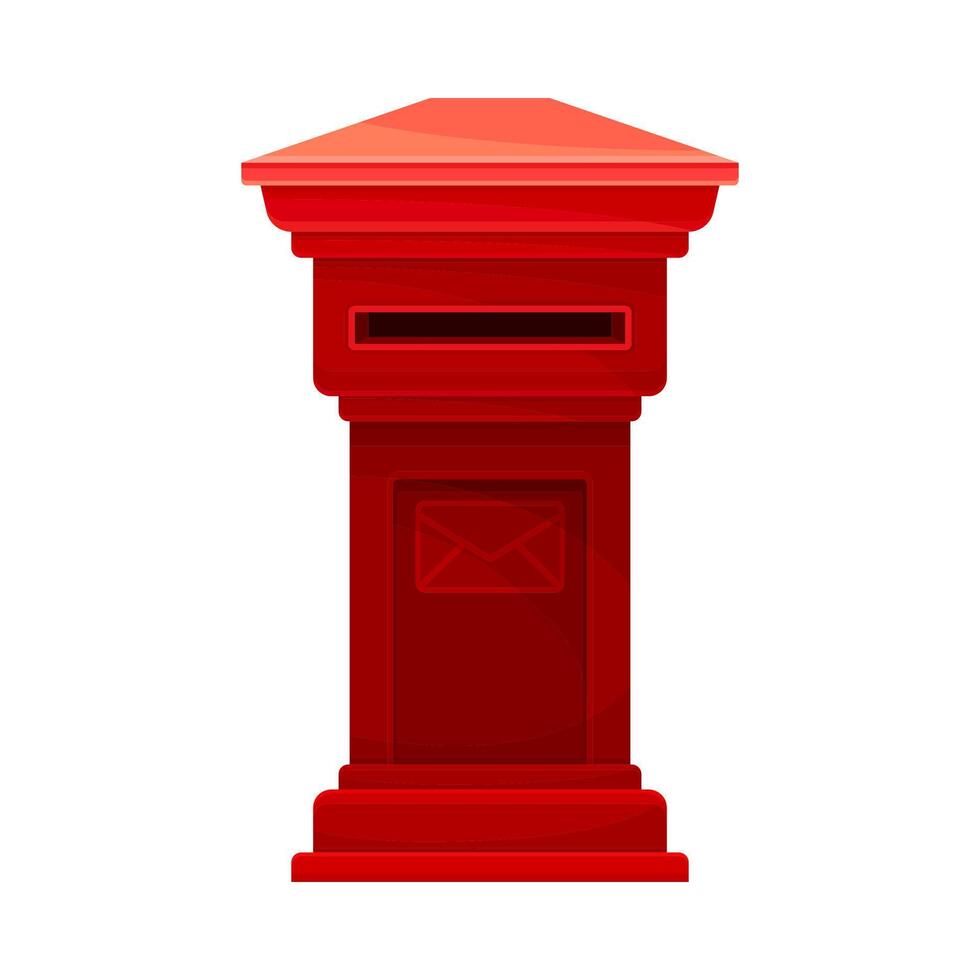 Red mailbox for correspondence. Retro post box for paper letters flat illustration vector
