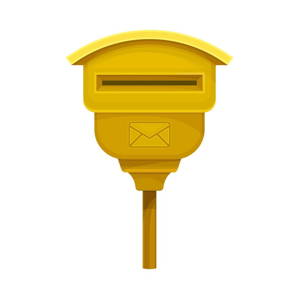 Yellow mailbox for correspondence delivery. Retro post box for paper letters and newspapers flat illustration vector