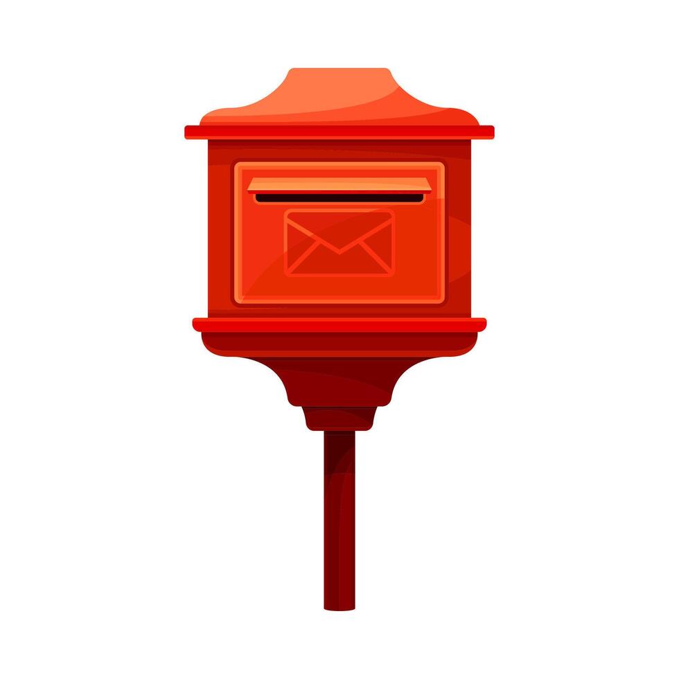 Red vintage mailbox for correspondence delivery. Post box for paper letters and newspapers flat illustration vector