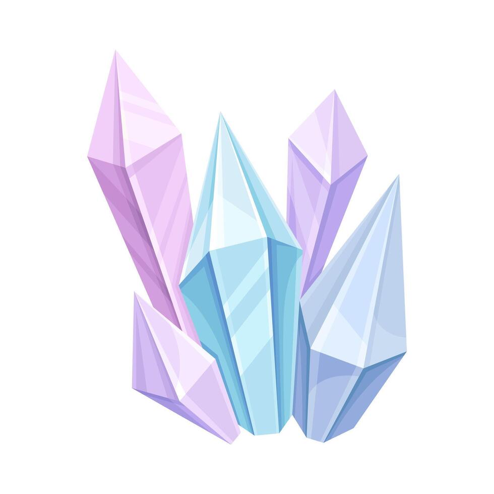 Magic crystal gem stone cartoon illustration on white background vector