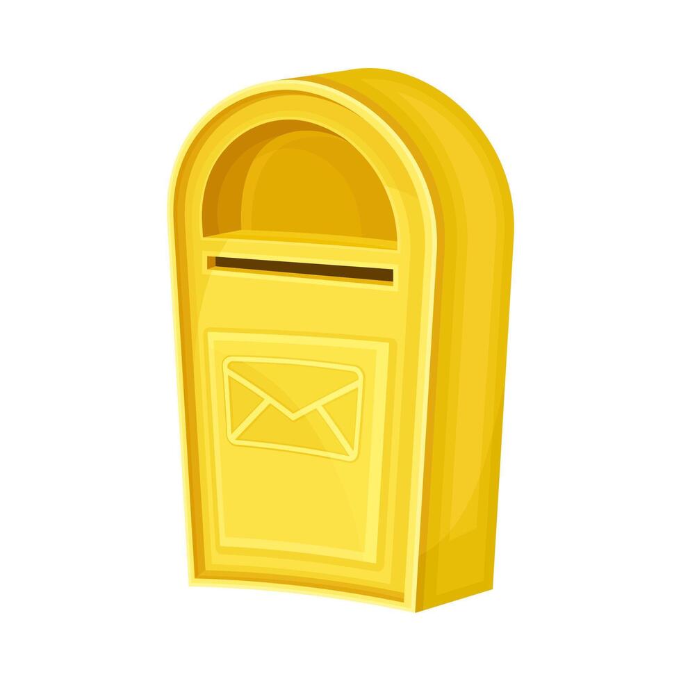 Retro yellow mailbox for correspondence delivery. Retro street post box for paper letters and newspapers flat illustration vector