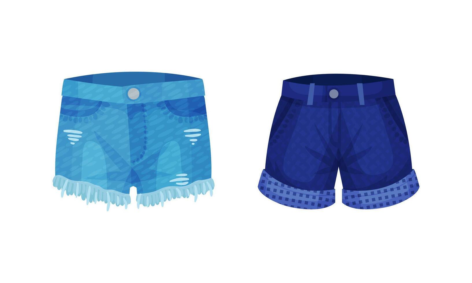 Fashion denim clothes set. Trendy female shorts illustration vector