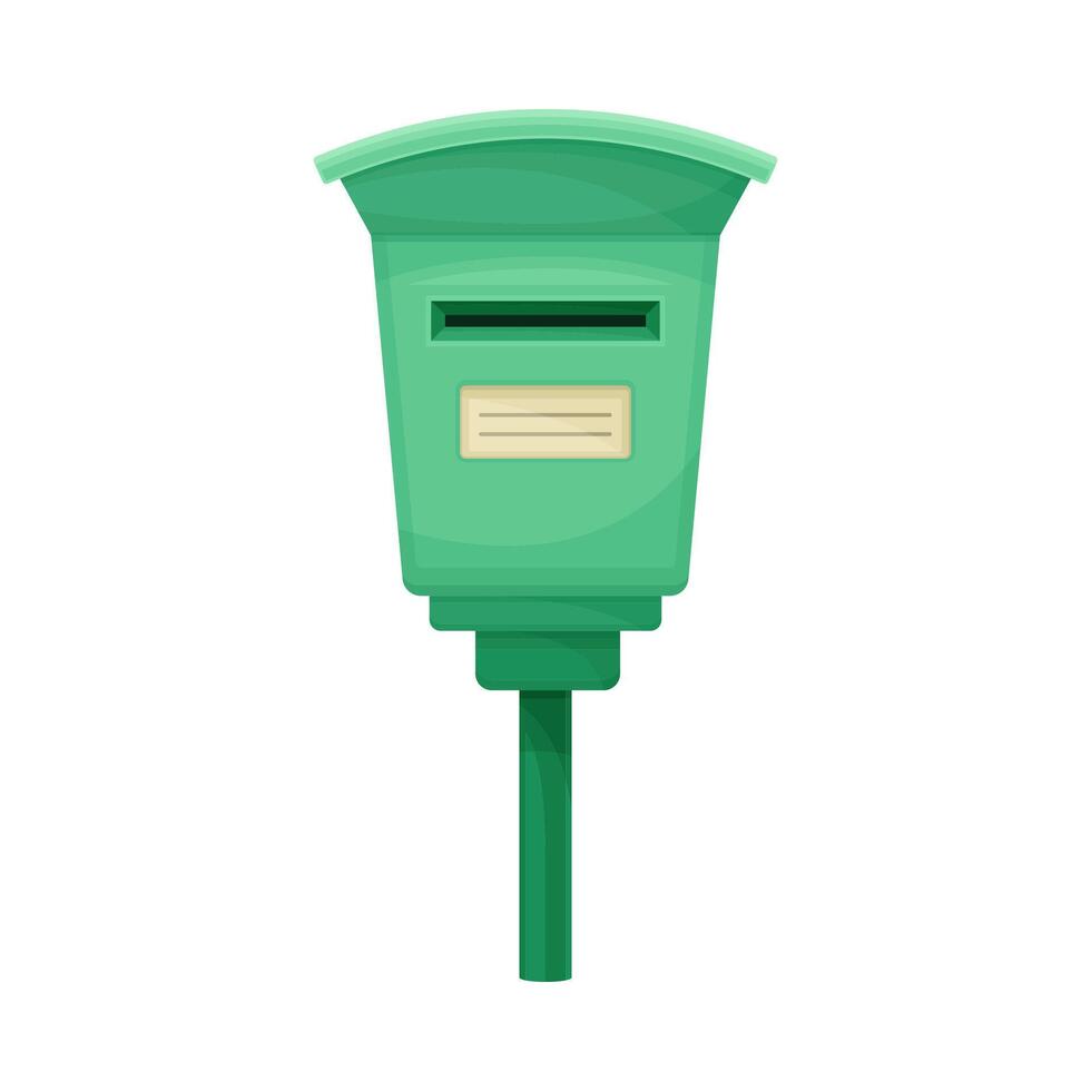 Green mailbox for letters and newspapers. Retro post box for correspondence delivery flat illustration vector