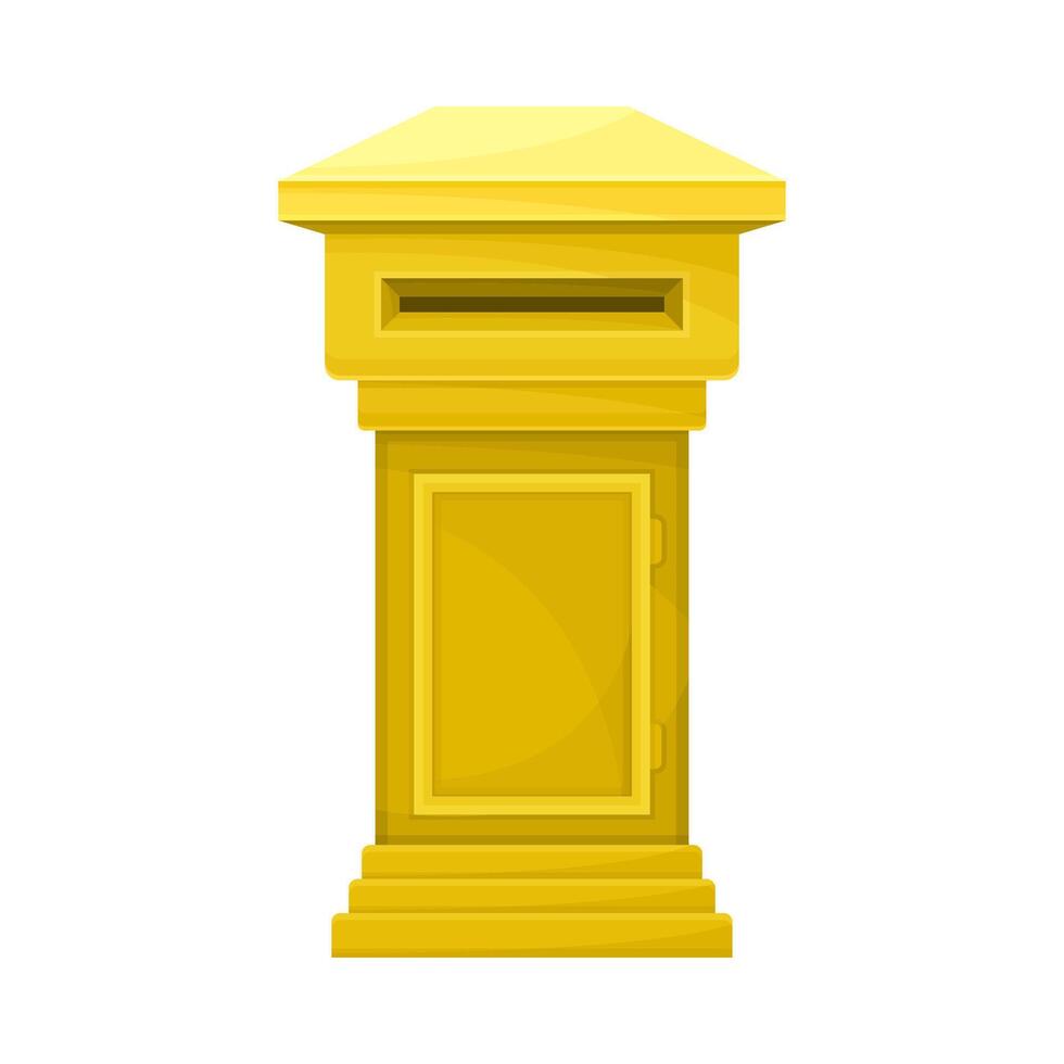 Yellow mailbox for correspondence. Retro post box for paper letters flat illustration vector