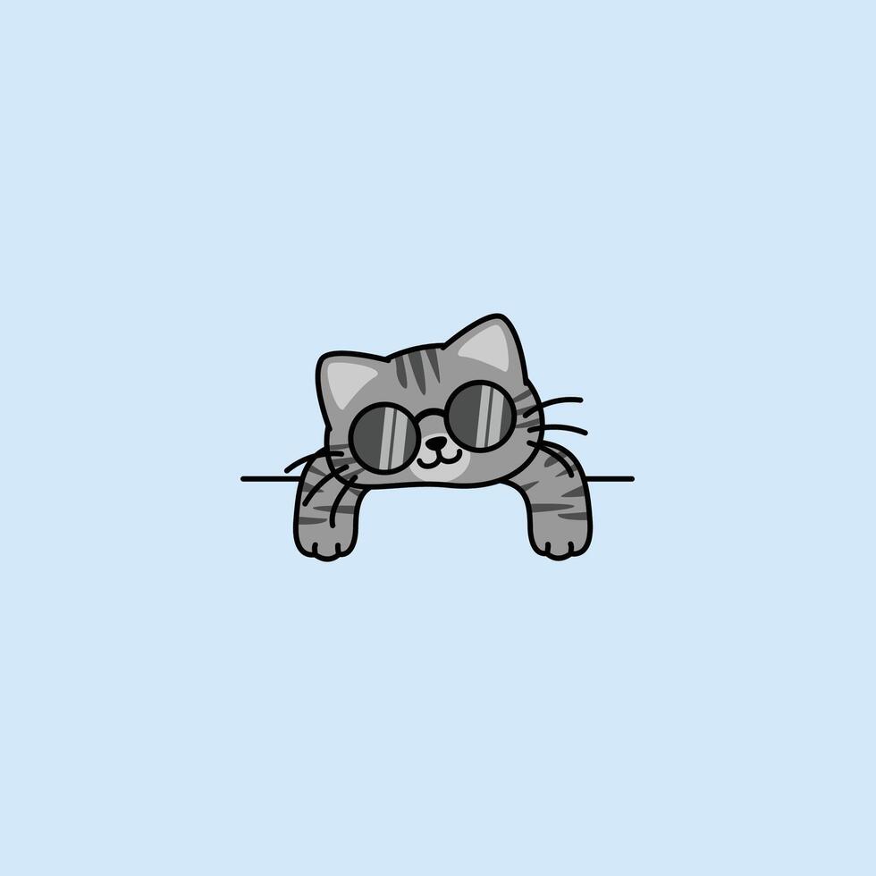 Lazy tabby cat with sunglasses cartoon vector