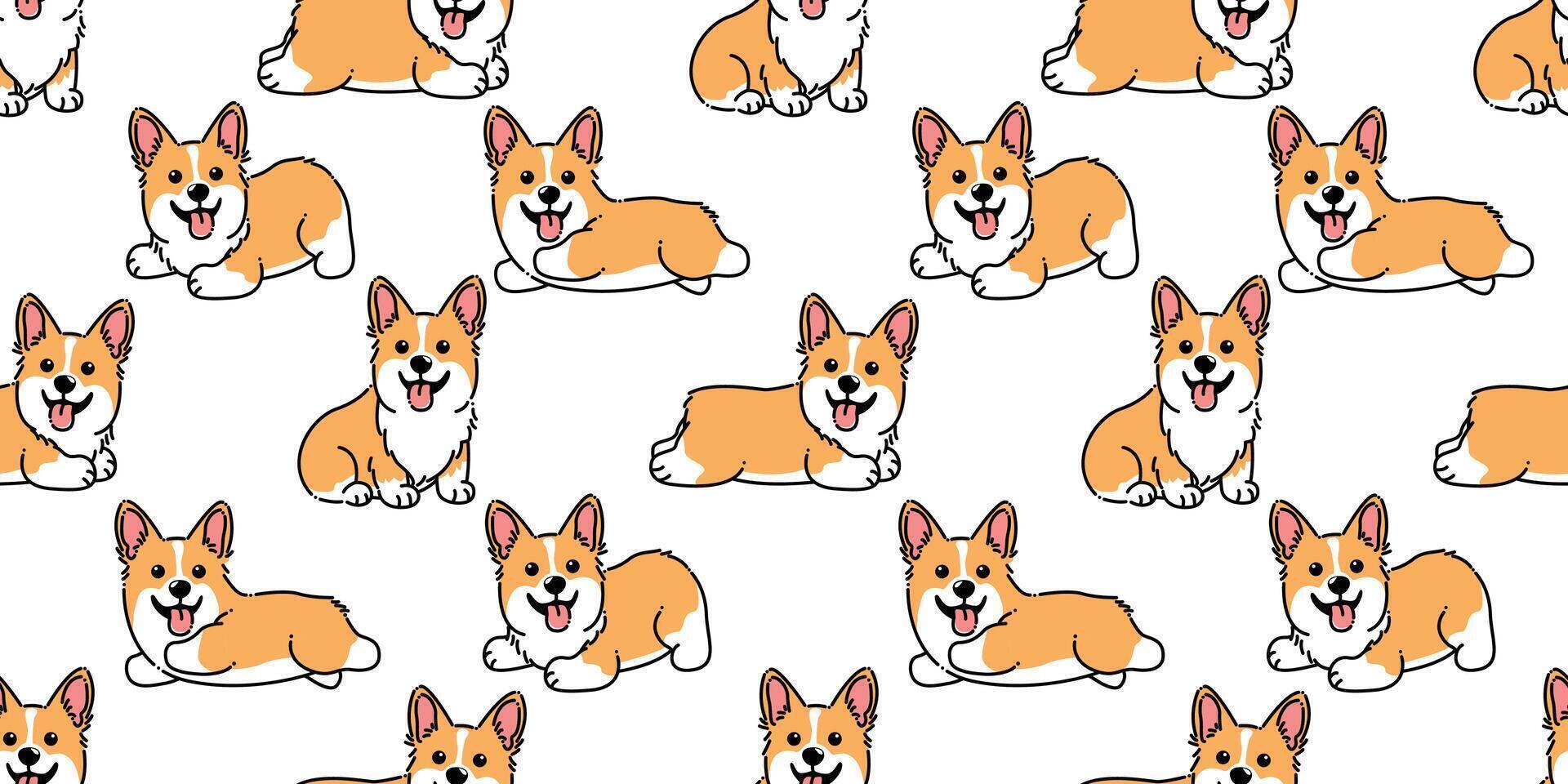 Cute corgi dog cartoon seamless pattern vector