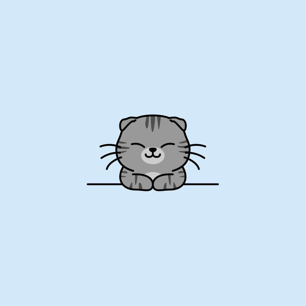 Cute scottish fold cat gray color cartoon vector