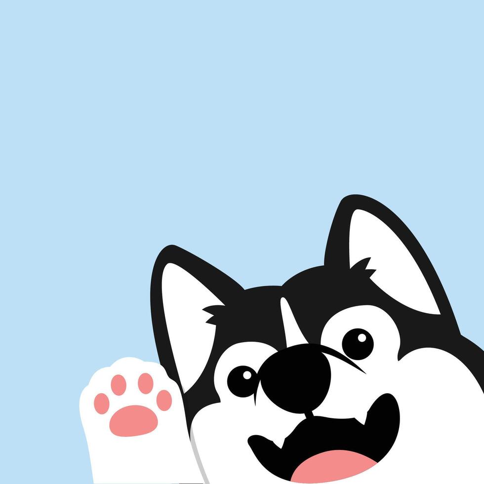 Funny siberian husky dog waving paw vector