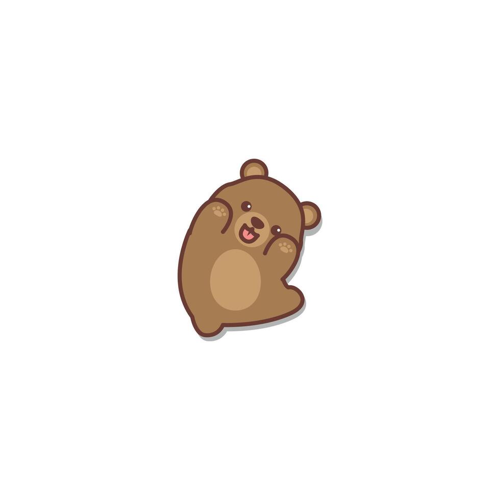 Cute bear lying down and paw up cartoon vector