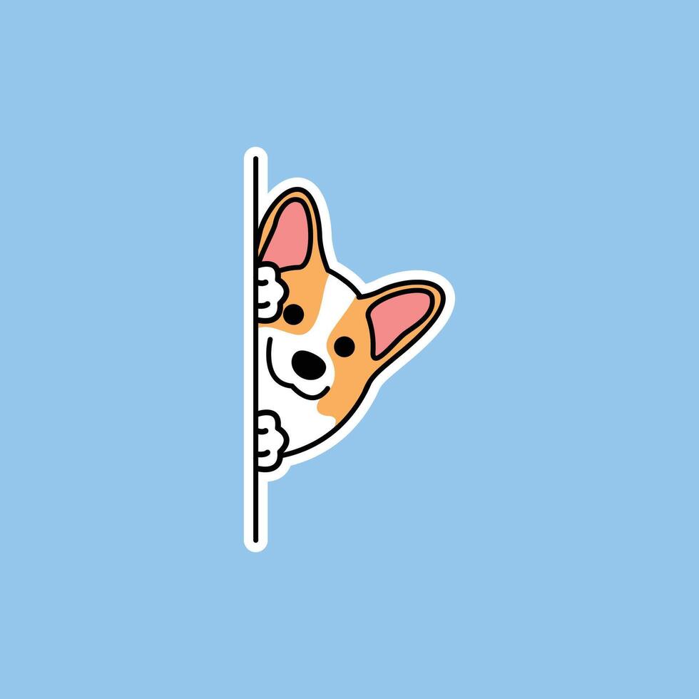 Cute Pembroke Welsh Corgi dog peeking cartoon vector