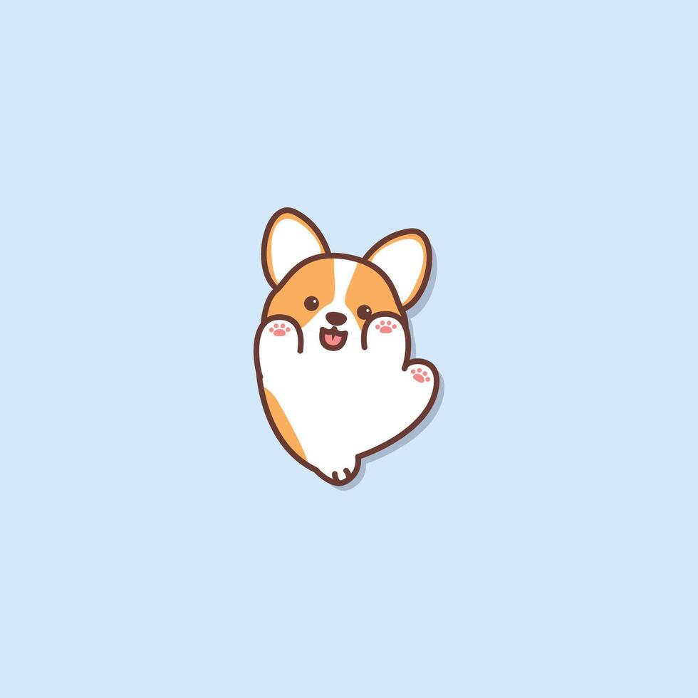 Funny corgi dog lying down cartoon vector