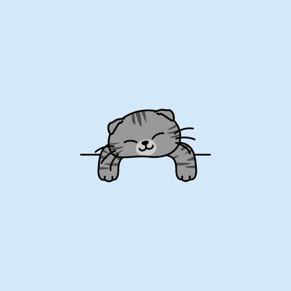 Cute lazy scottish fold cat sleeping cartoon vector