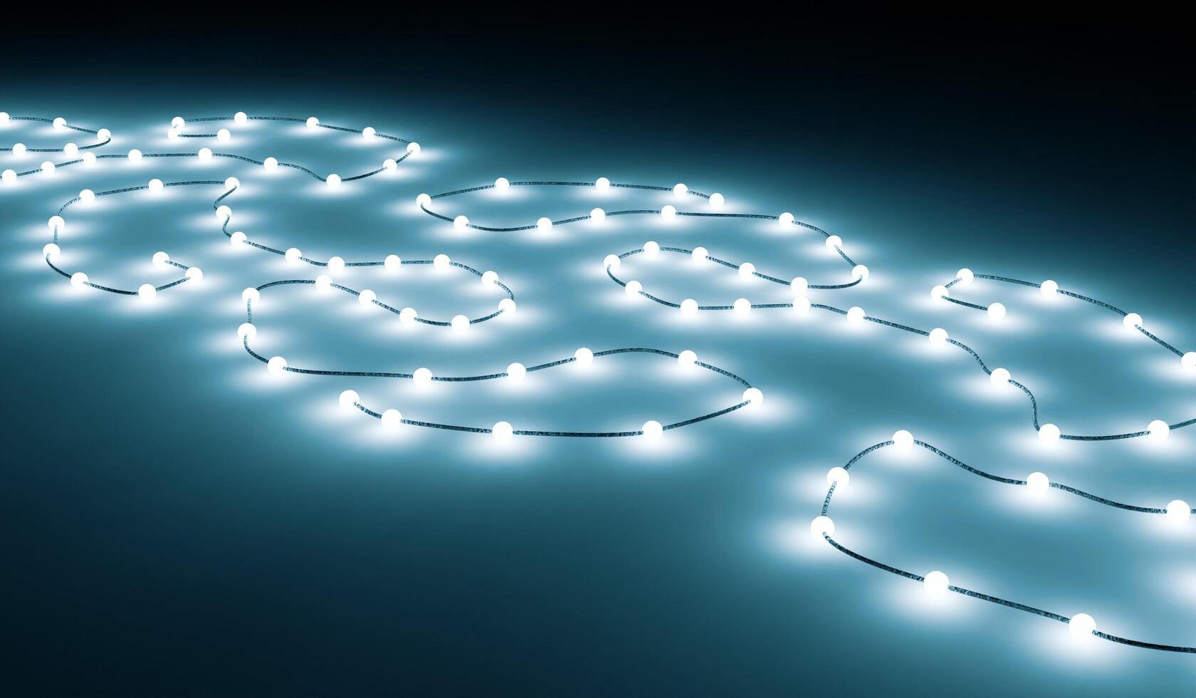 Wire with light bulb, light bulb on the floor, lighting, 3D illustration photo