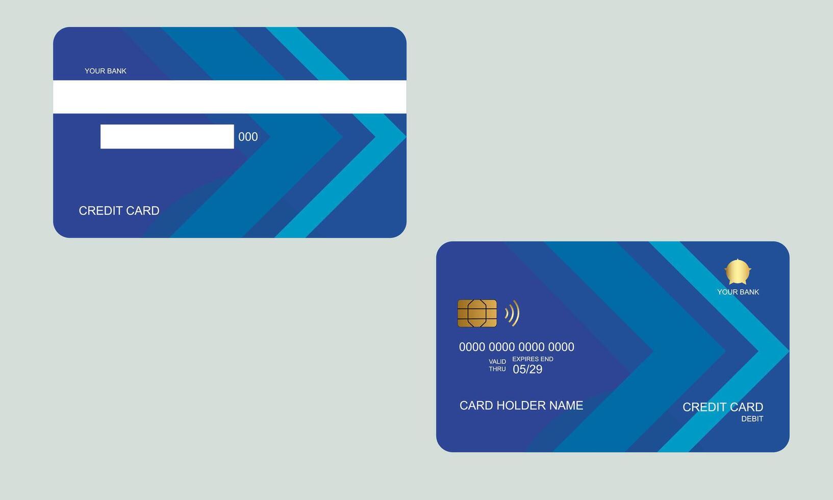 Set of Credit Cards Blue Color. vector