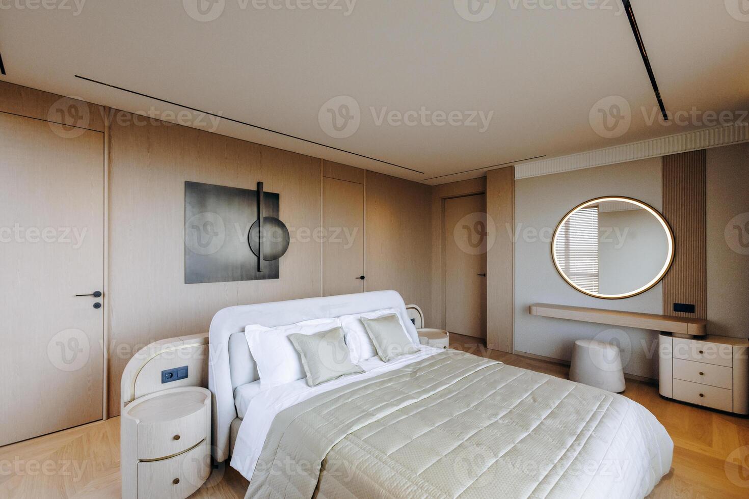 Discover the Modern Minimalist Bedroom with elegant, designed elements to enhance your space photo