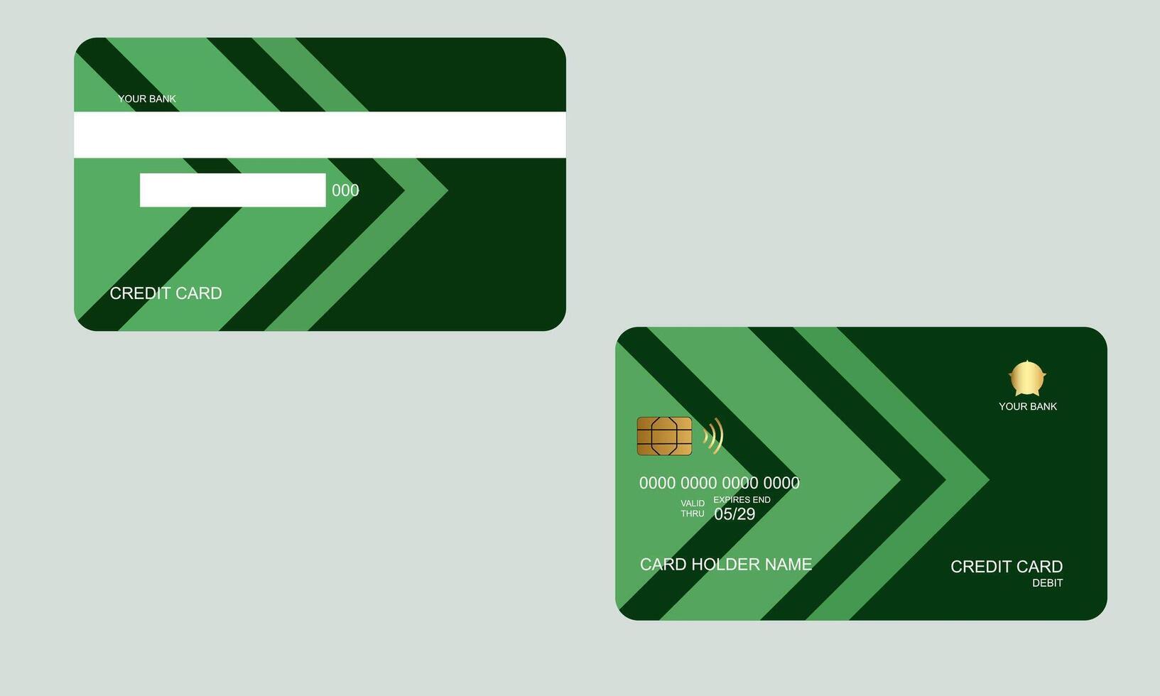 Set of Credit Cards Dark Green Colors vector