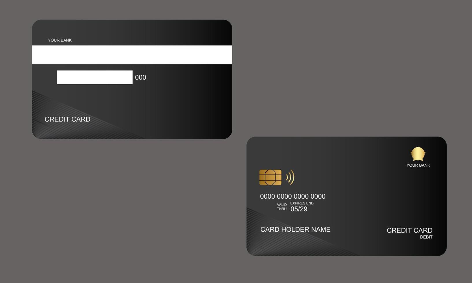Set of Credit Cards Black Gradien Colors vector