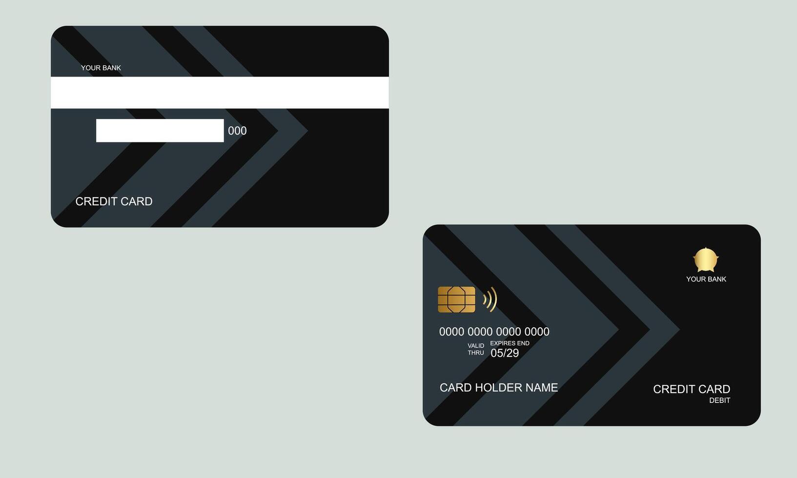 Set of Credit Cards Black Gray Color vector