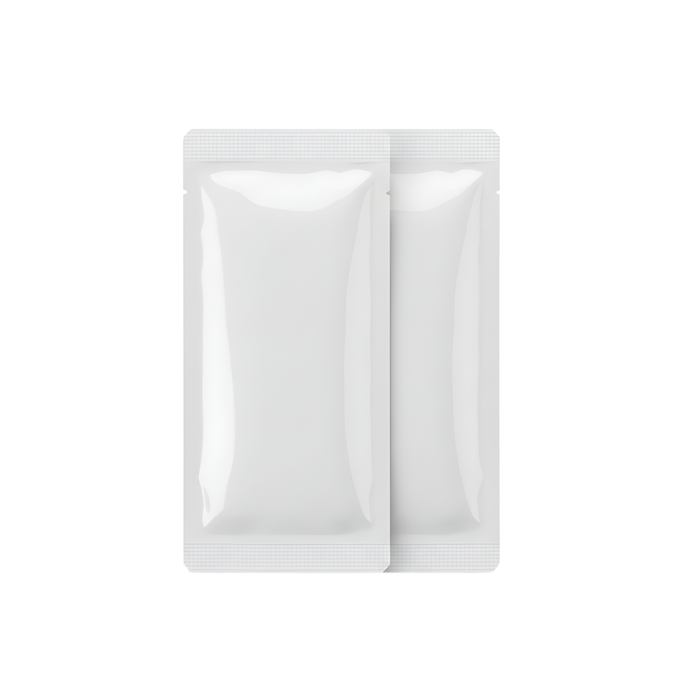 Two Blank White Sachet Pouches on Transparent Background png