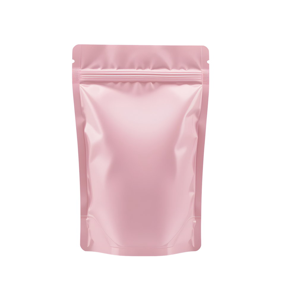 Pink Stand Up Pouch Packaging Mockup with Ziplock png