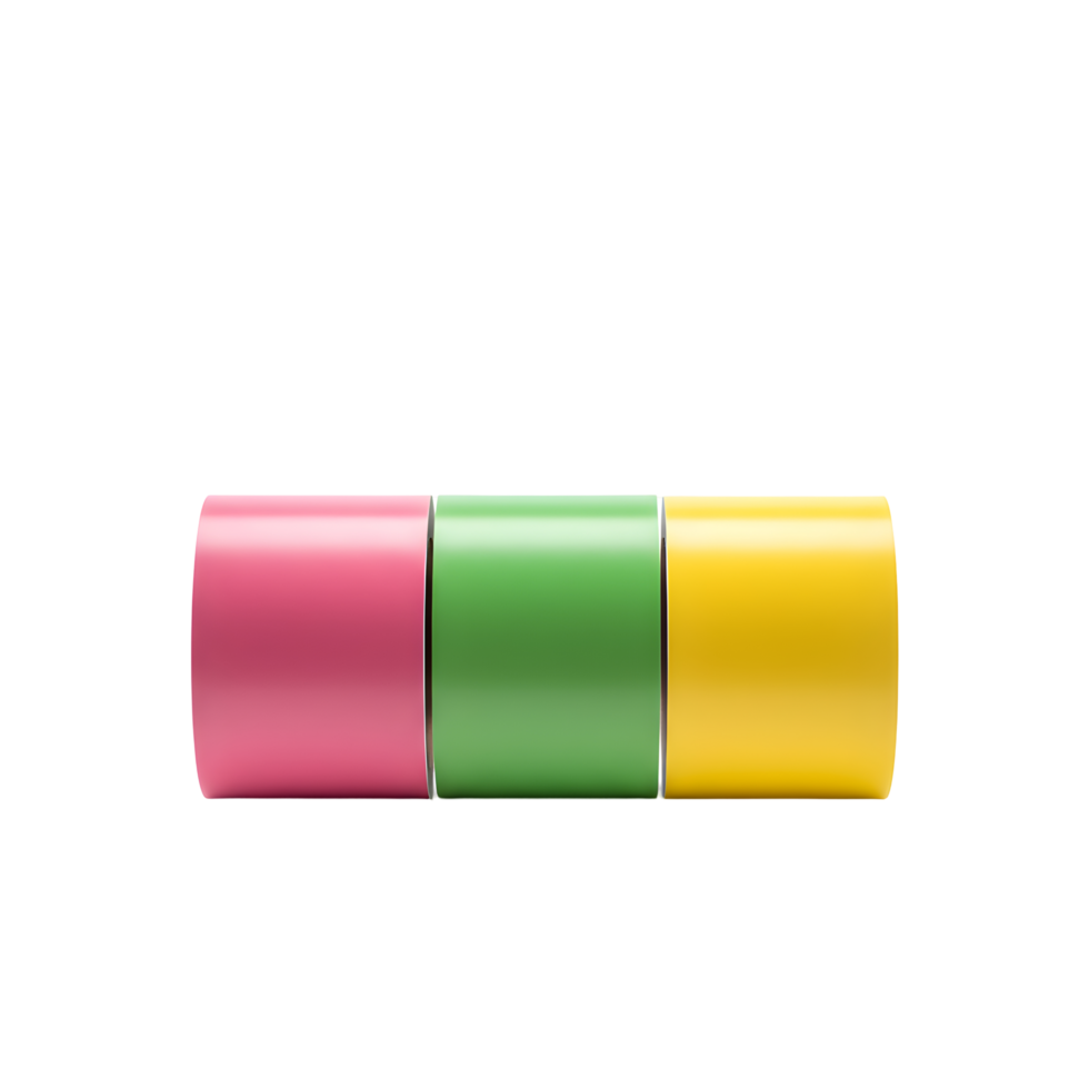 Three Colorful Cylinders on Transparent Background png