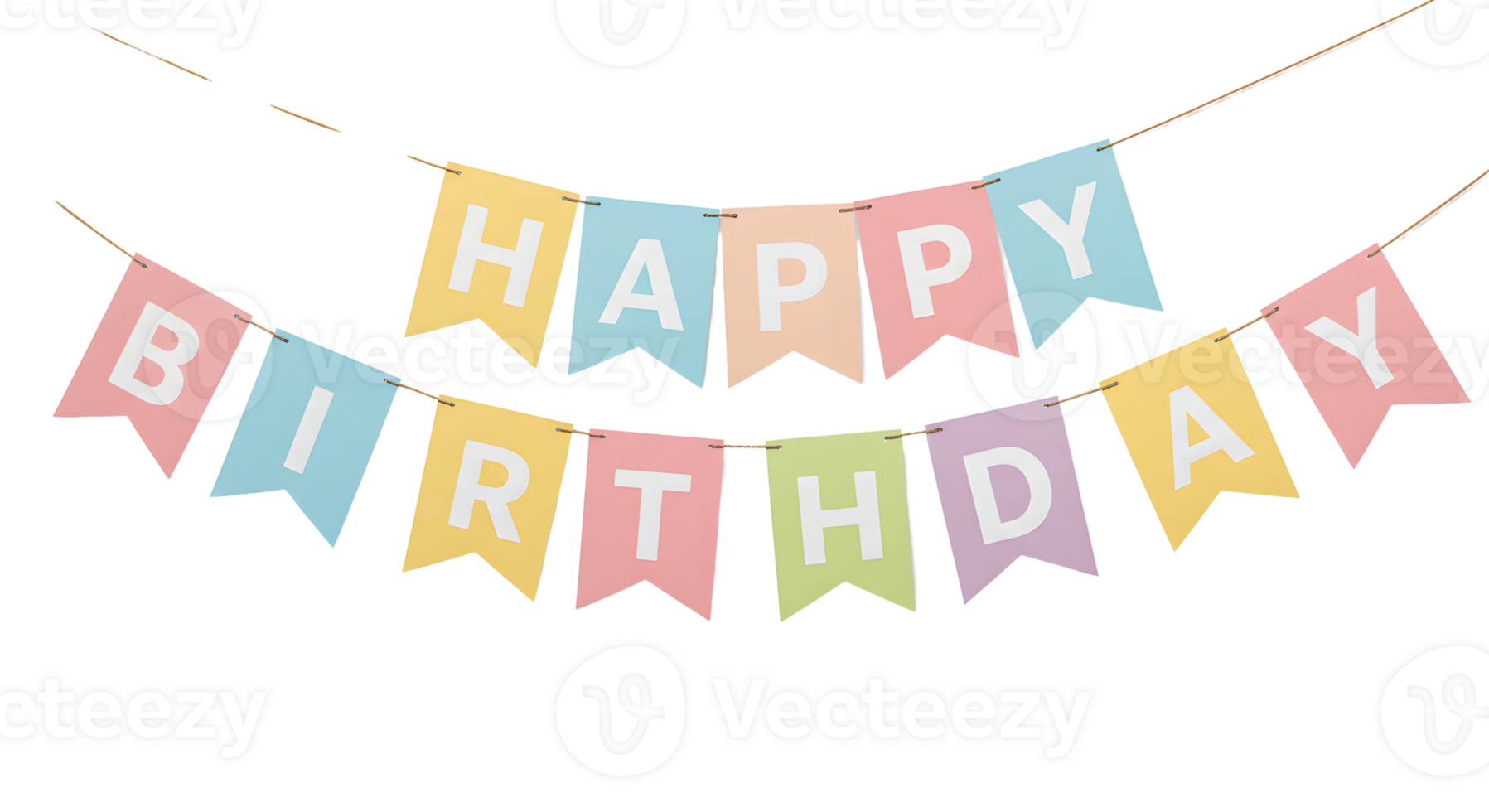 Pastel Happy Birthday Banner on Transparent Background png