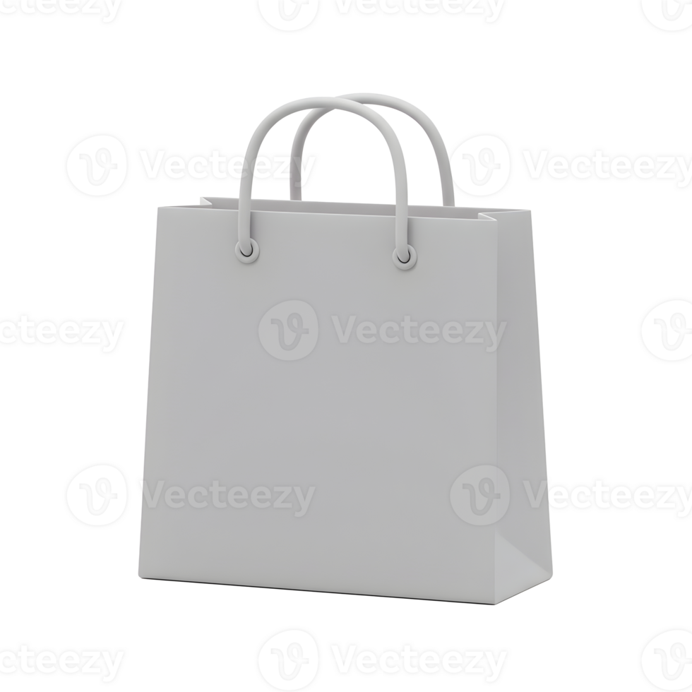 White Paper Shopping Bag Mockup on Transparent Background png