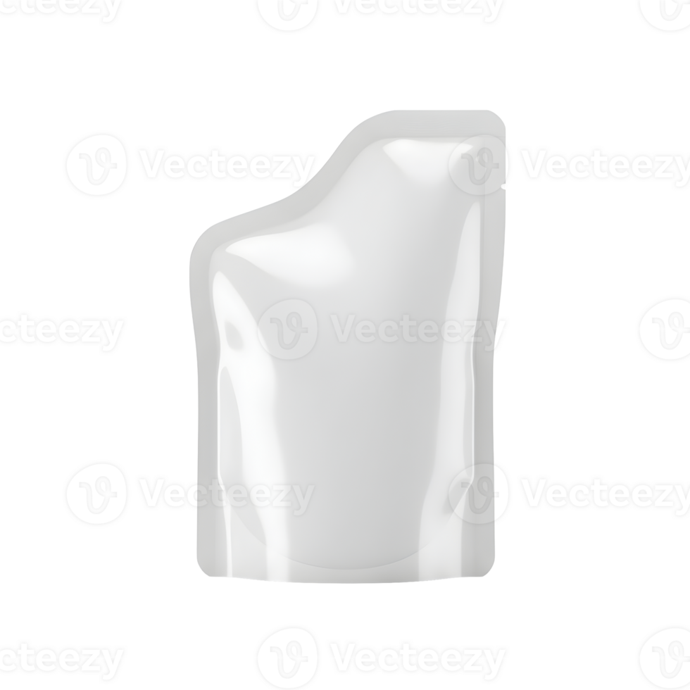 White Glossy Flexible Packaging Pouch Mockup on Transparent Background png