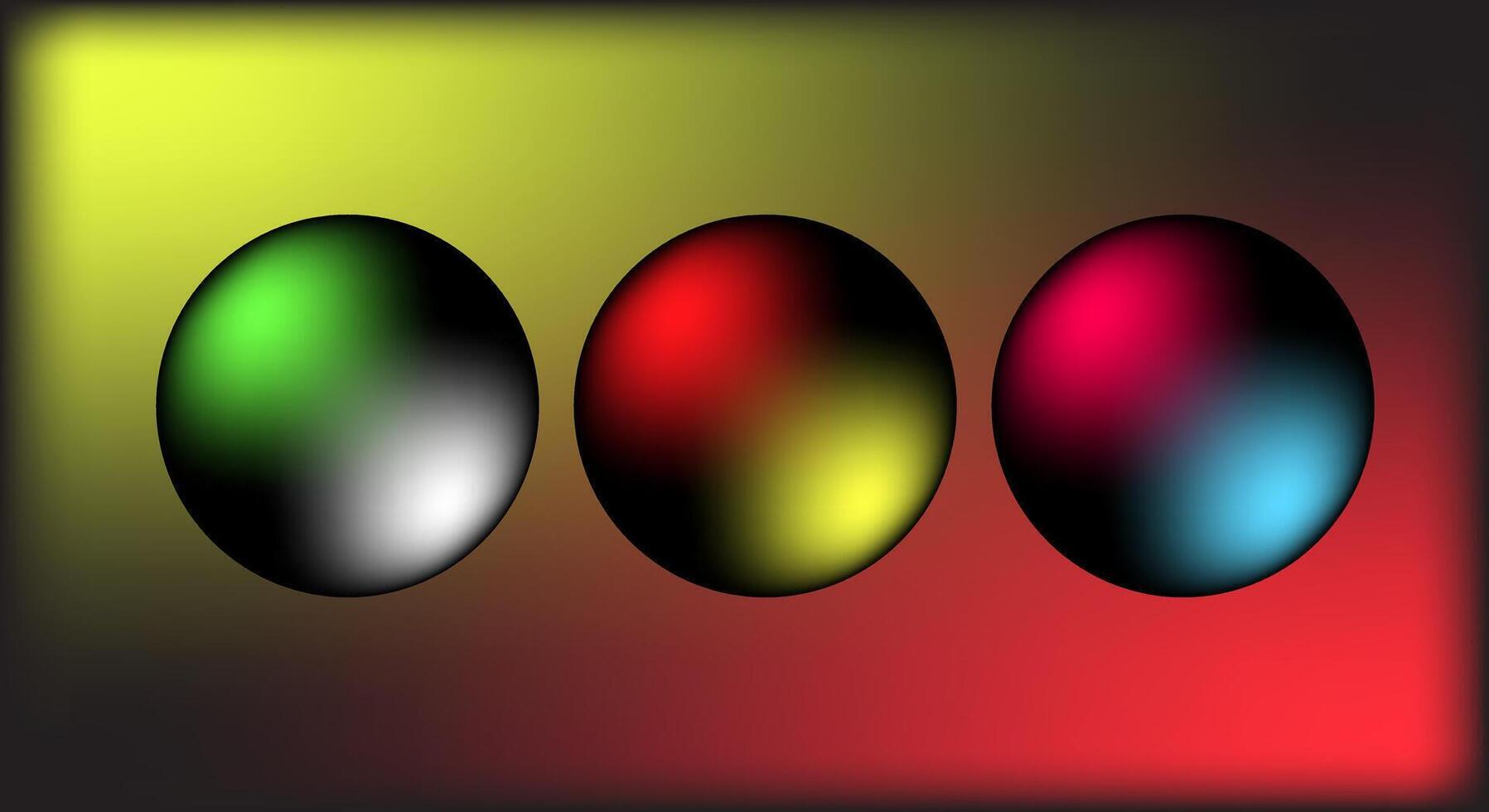 Collection of colorful 3d balls isolated on colorful background vector