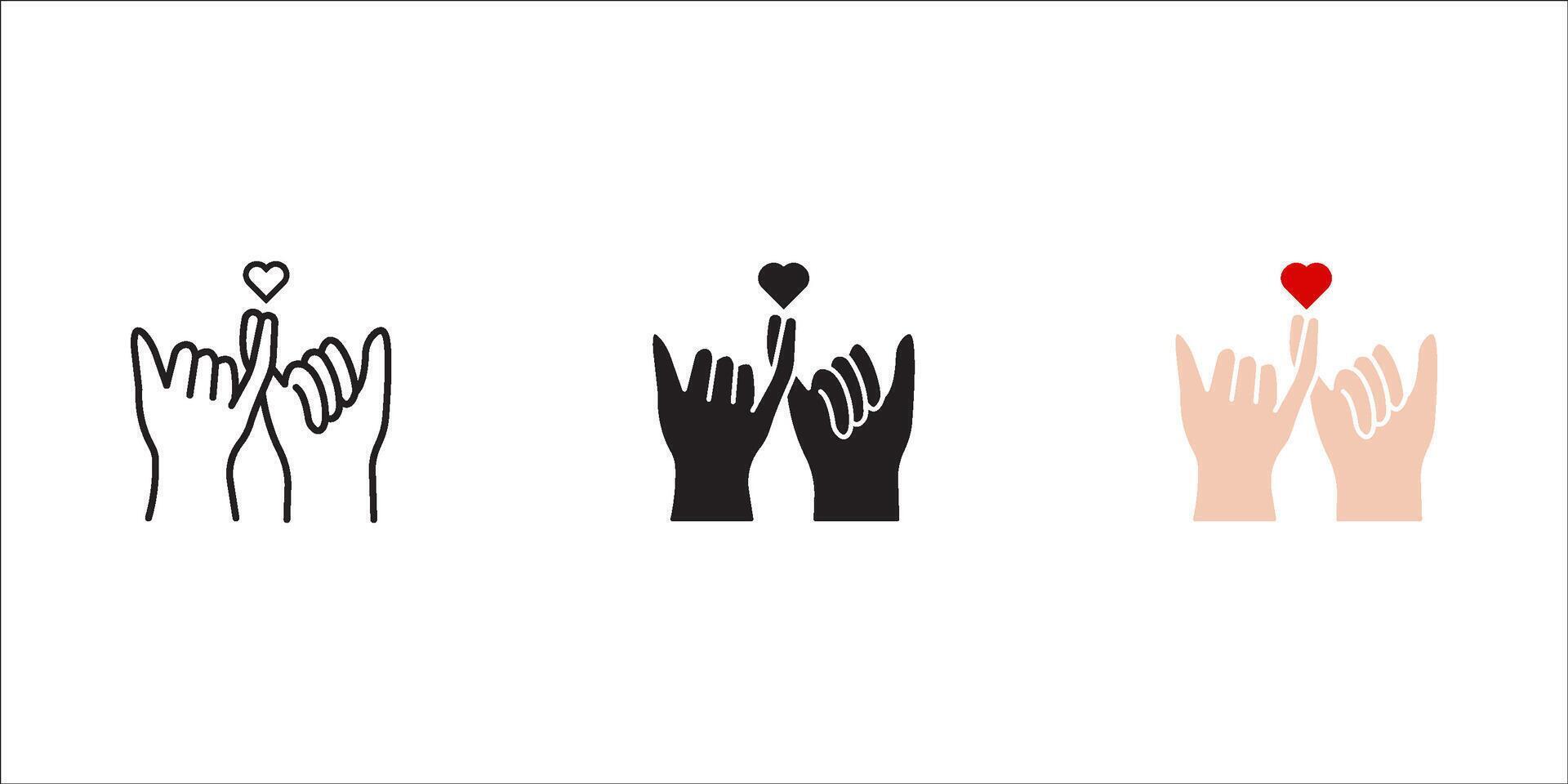 Pinky swear, or pinky promise thin line icon set, illustration on white background vector