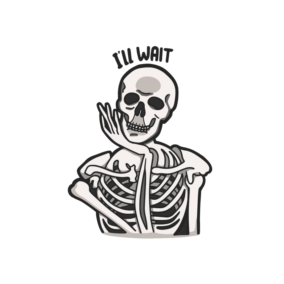 I Will Wait Skull Meme Sticker T-shirt Transparent Cute Illustration png