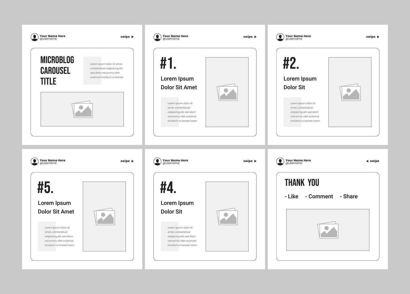 White 6 page carousel banner template design for tips and tricks sharing. Microblog social media carousel. Six page carousel in portrait frame, seamless, minimalist style vector