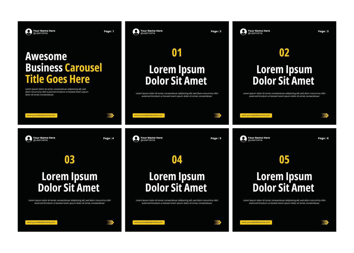 Black business carousel post template for advertising. Carousel design, Simple and editable social media carousel layout. vector