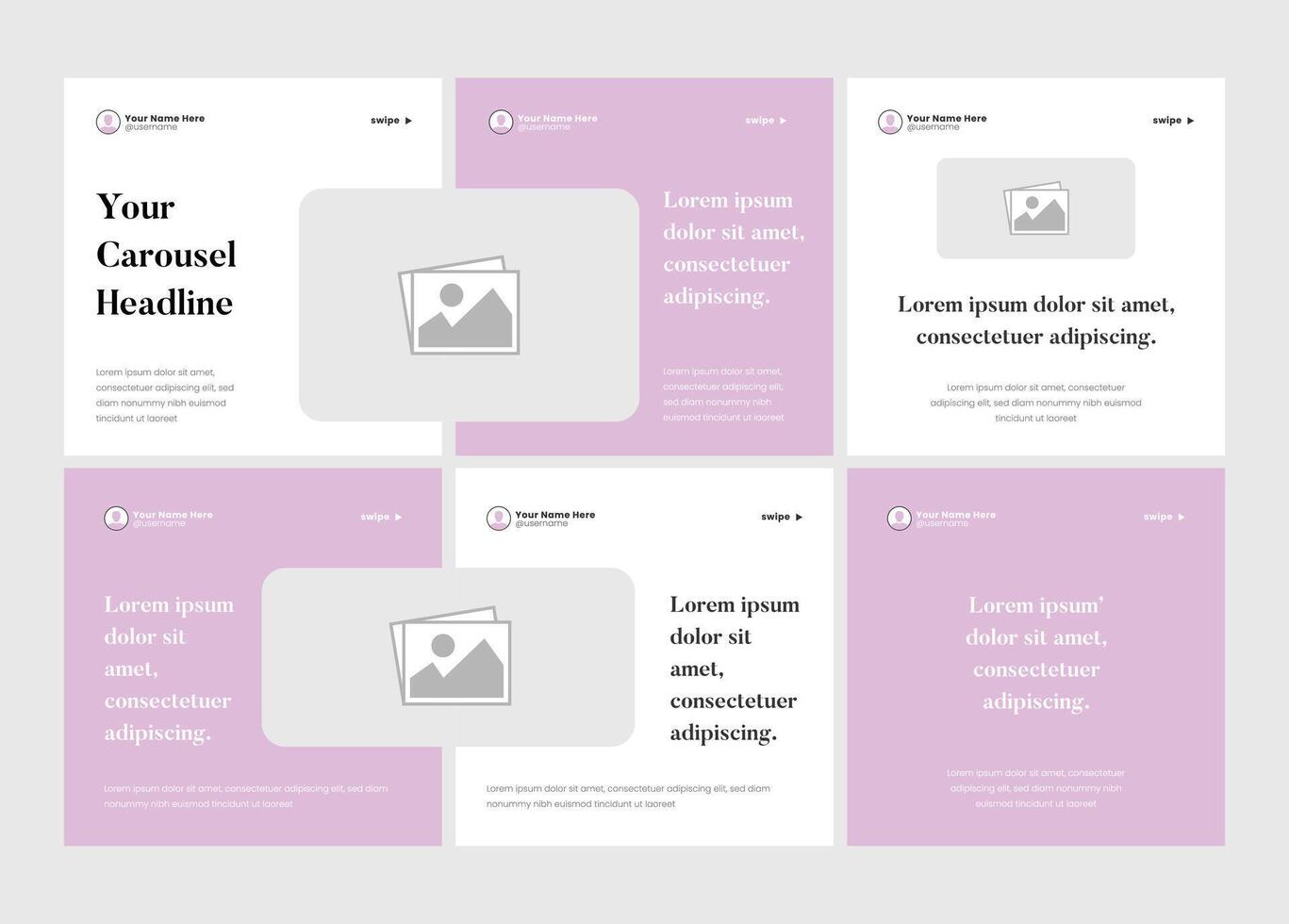 Minimal six page carousel banner template design for tips and tricks sharing. Microblog social media carousel. Six page carousel in portrait frame, seamless, minimalist style vector