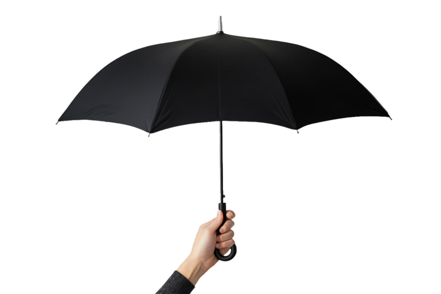 hand holding black umbrella png