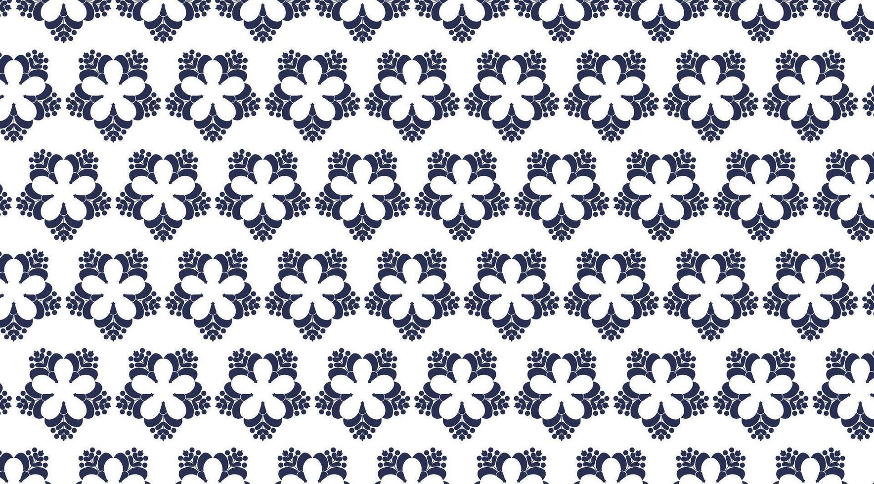 Dark Blue Floral Border Repeat Pattern vector