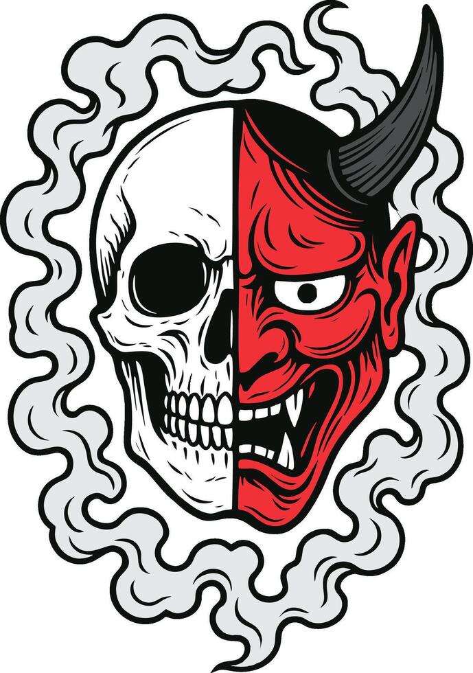 Skull x Hannya Mask Illustrator vector