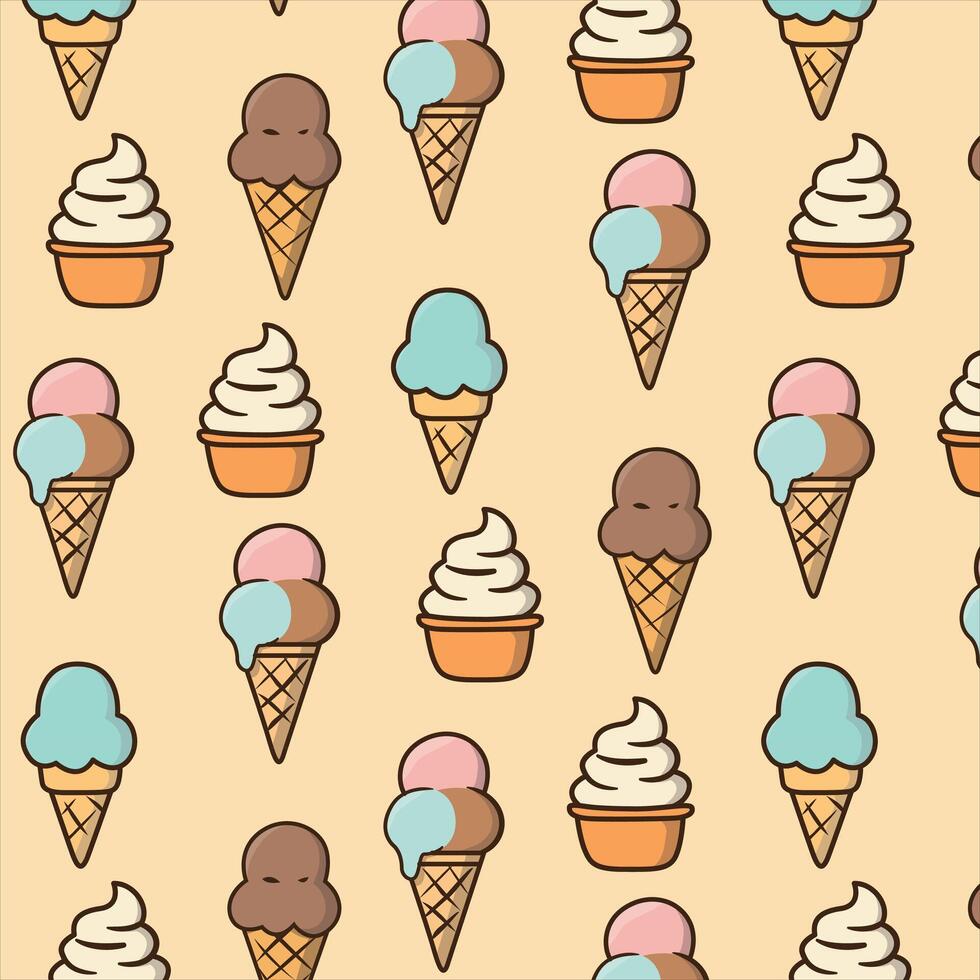 Cup Cone Ice Cream Pattern Background vector