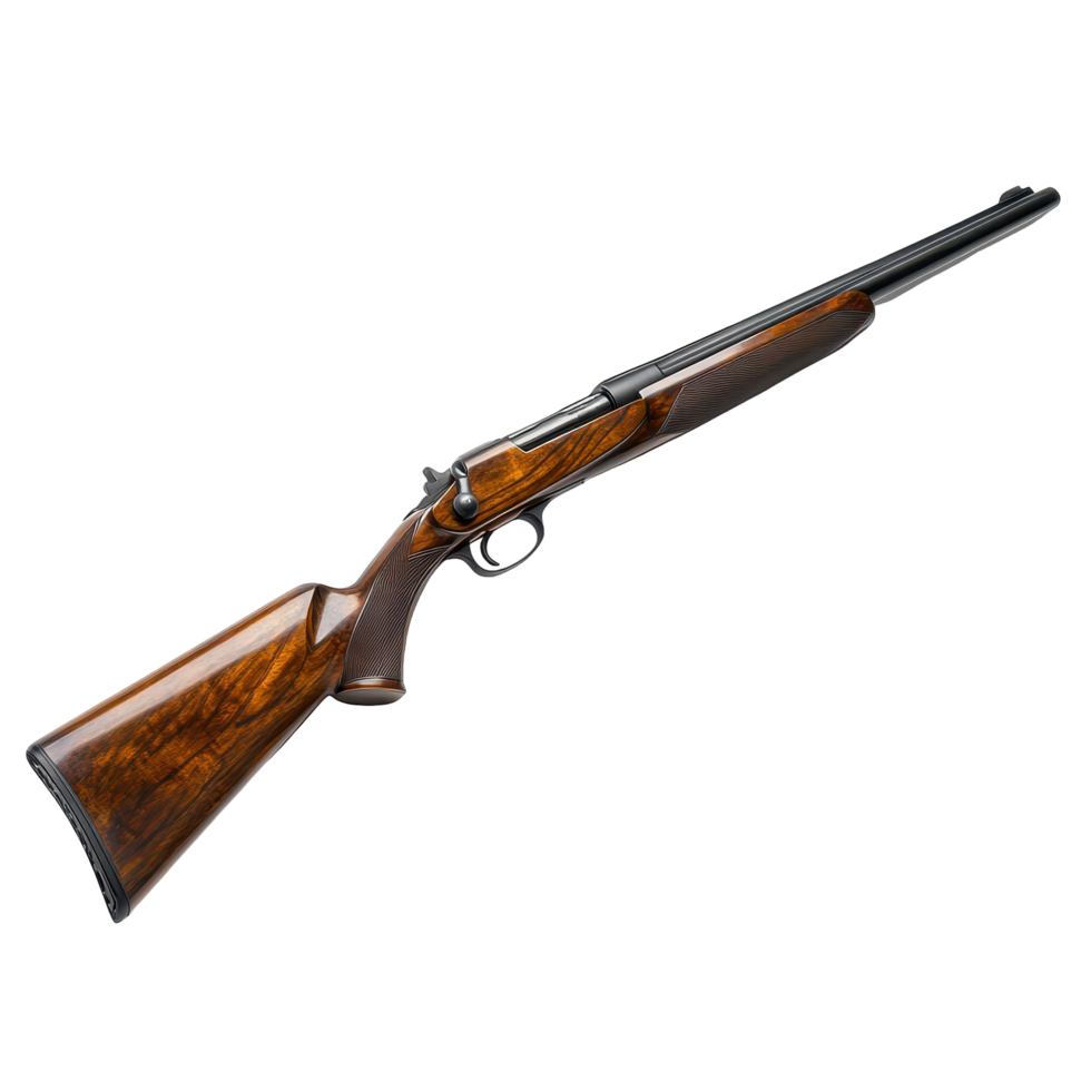 Classic side-by-side shotgun with wooden stock displayed against a neutral background png