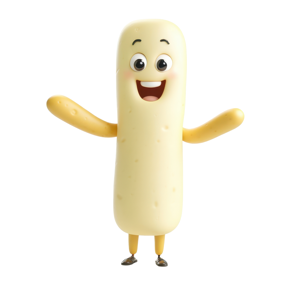 Cartoon character with a cheerful smile and outstretched arms promoting joy and happiness in an animated setting png